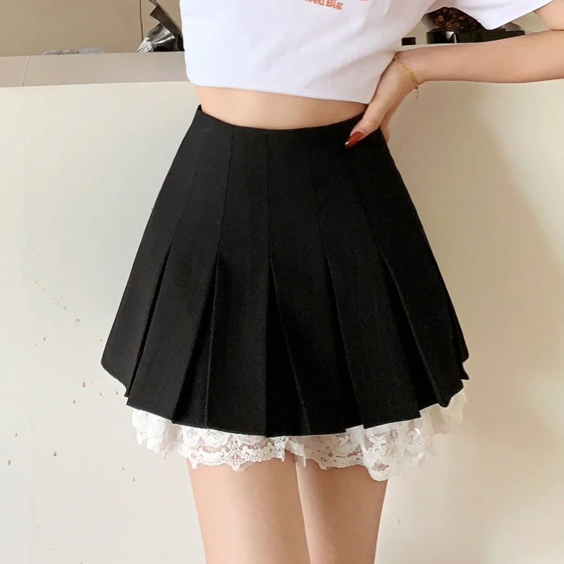 韩系甜美风蝴蝶结系带半身裙女春夏新款设计感花边a字包臀裙短裙