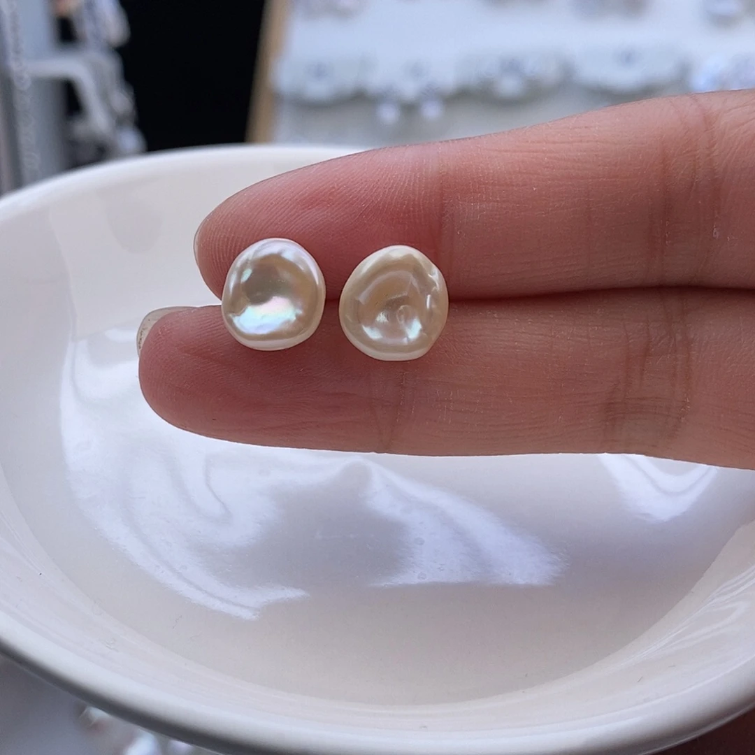 耳饰银S925镶嵌淡水珍珠