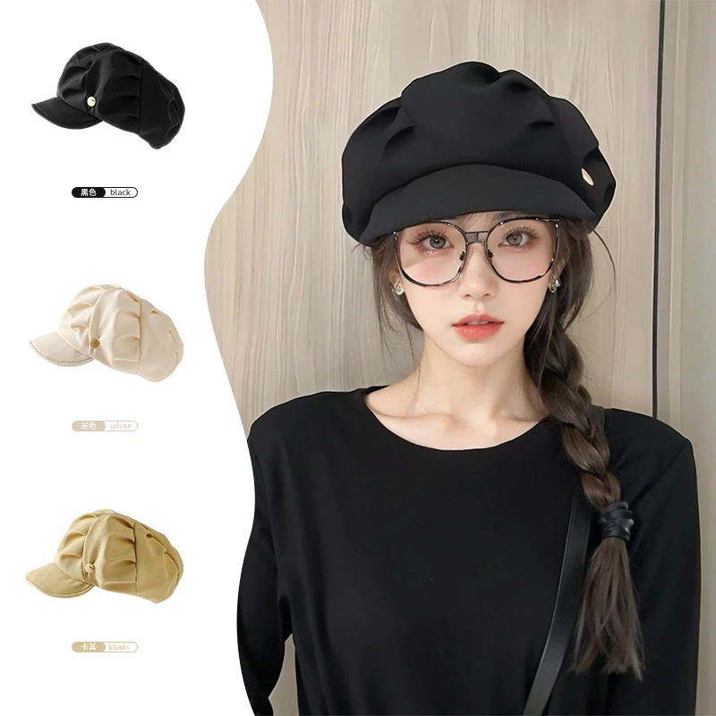云朵贝雷帽女韩版百搭显脸小蓓蕾画家帽网红大头围跑步帽子ins潮