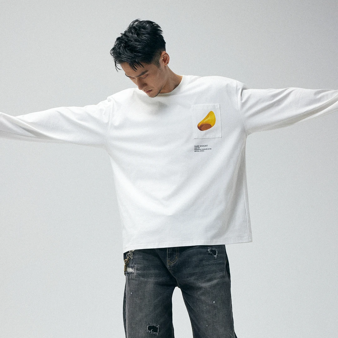 DRK  【岩点长袖】攀岩印花长袖宽松圆领T恤初秋男士百搭休闲简约