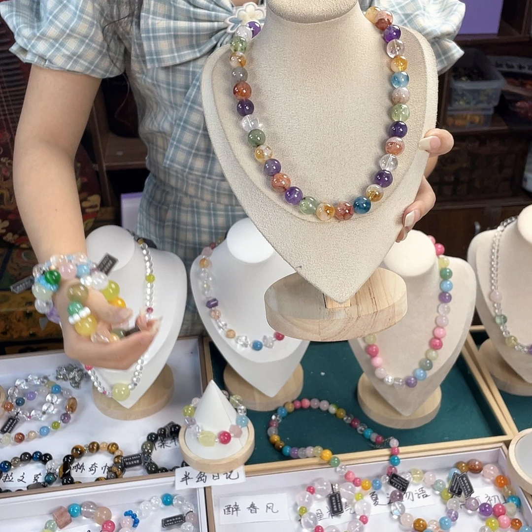 水晶手链银S925镀金镶嵌