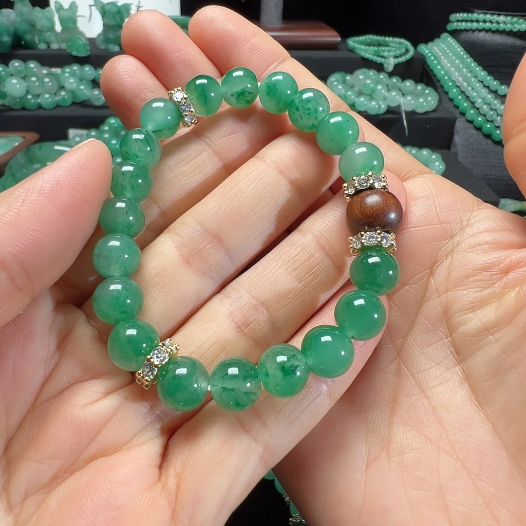 石英质玉（非洲翠）合金手链