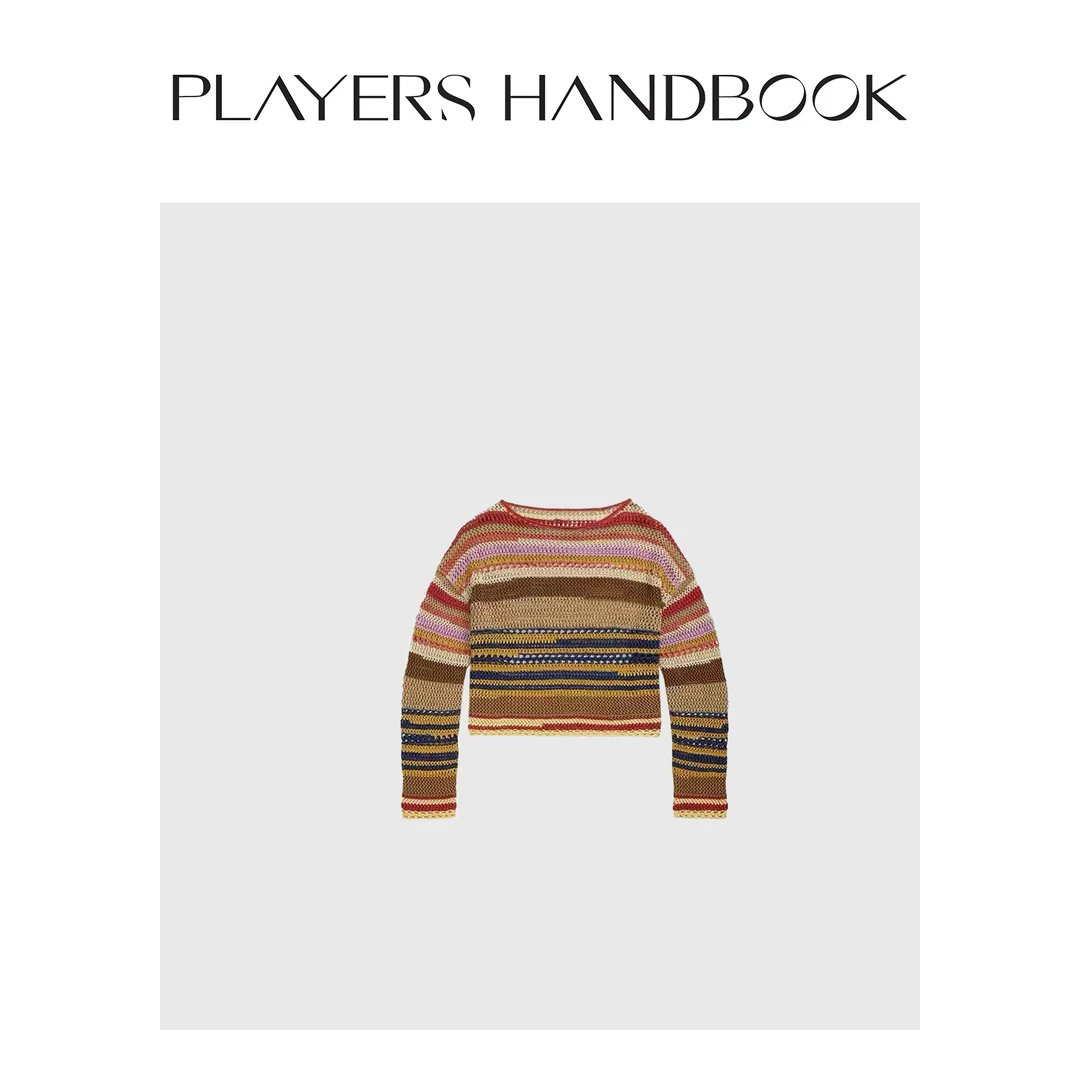 Players Handbook《五彩滩》拉夫复古条纹网眼钩织时尚罩衫PH1800