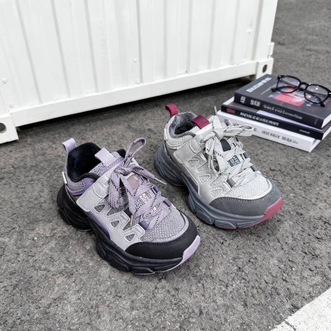 【大棉】32-37男女童加绒老爹耐磨防滑运动鞋宇宁663-5
