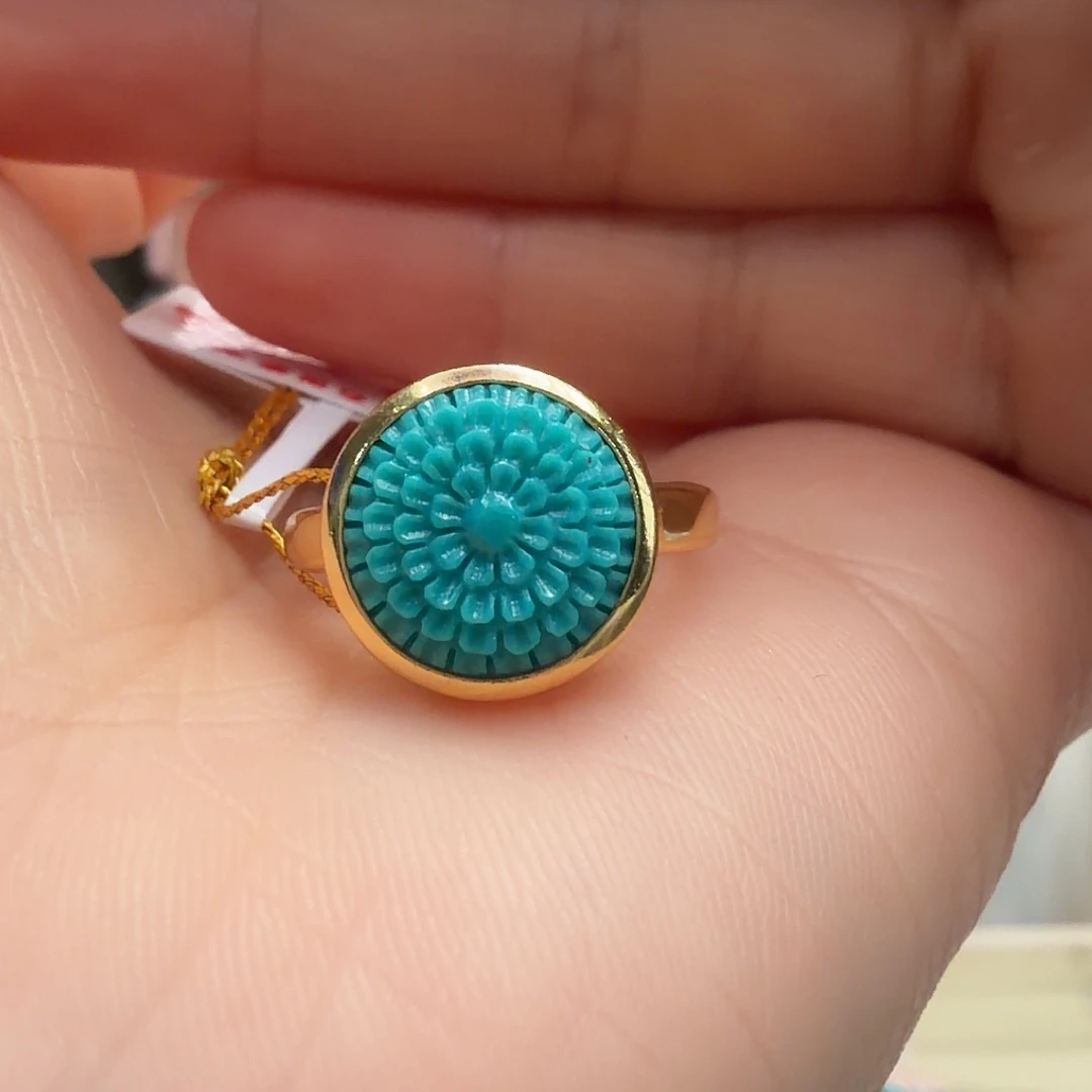 绿松石银S925镶嵌戒指