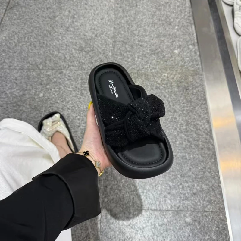 厚底蝴蝶结一字拖女2025年夏季新款时尚百搭潮流外穿凉拖休闲拖鞋