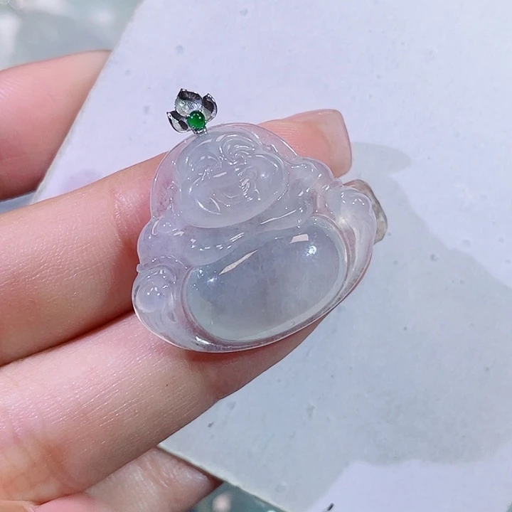 颈饰18K金镶嵌翡翠佛公