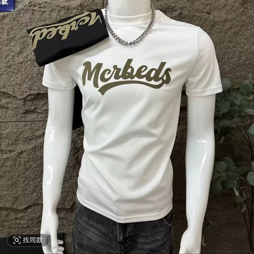 时尚春夏季新款男士高级潮牌短袖帅气青年ins品质轻奢纯棉T恤上衣