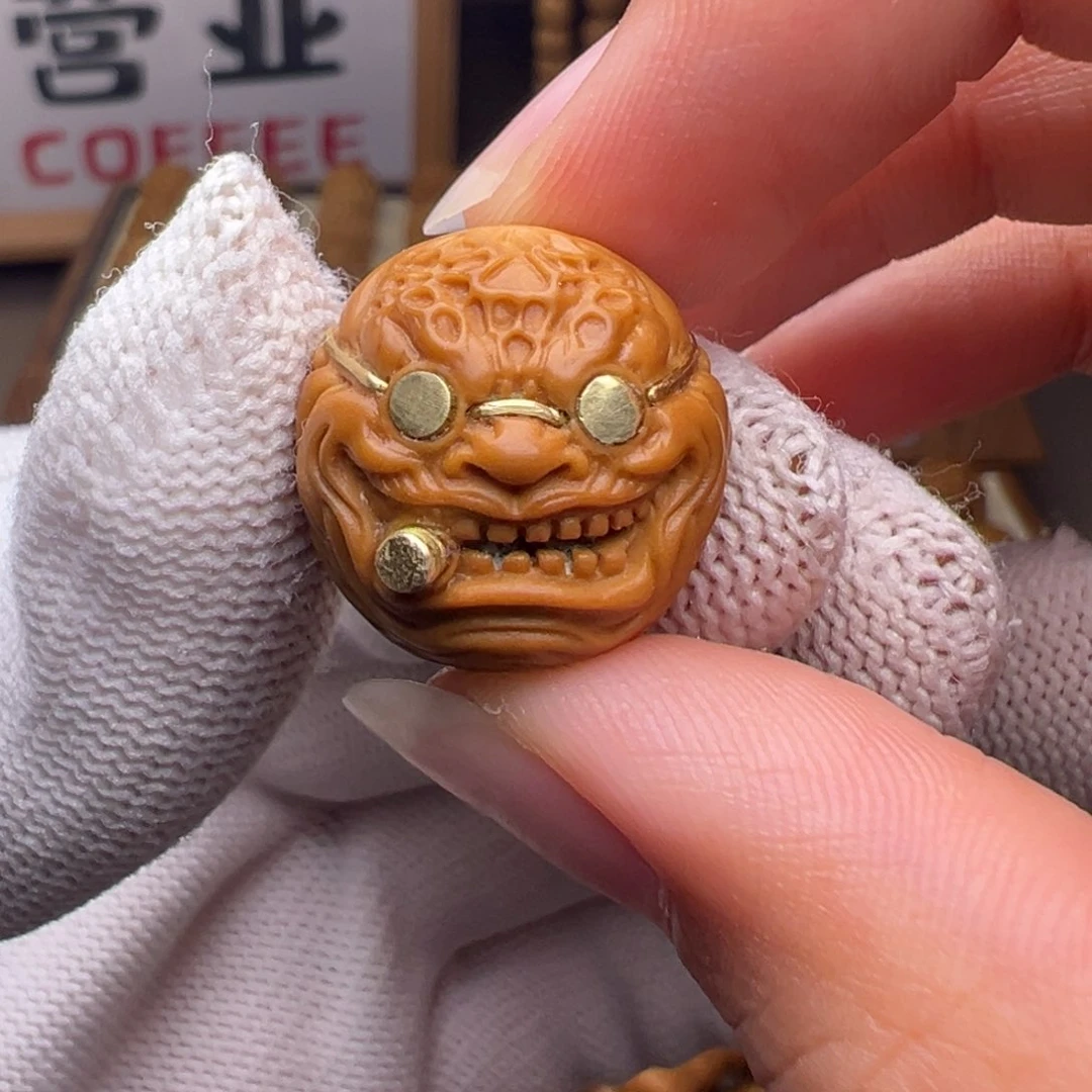 文玩核桃把件镶嵌款眼镜烟鬼18左右尺寸全品有正常封口线
