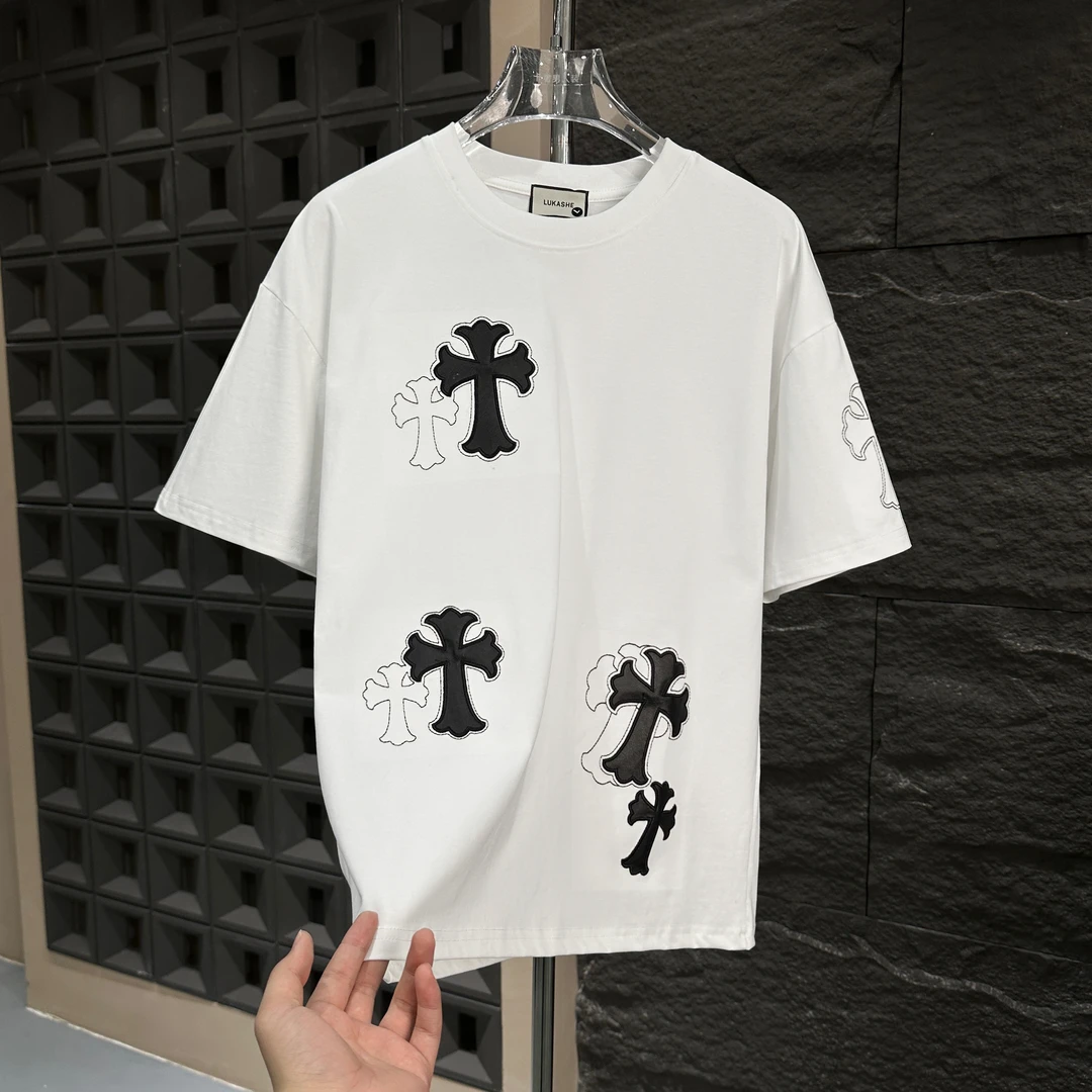 LKS-夏季新款潮牌十字架个性短袖美式潮流时尚宽松T恤【A18242】