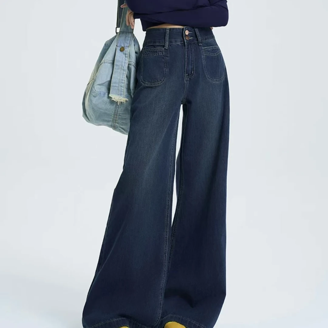 【201-399】2024新款牛仔裤百搭宽松阔腿直筒牛仔裤