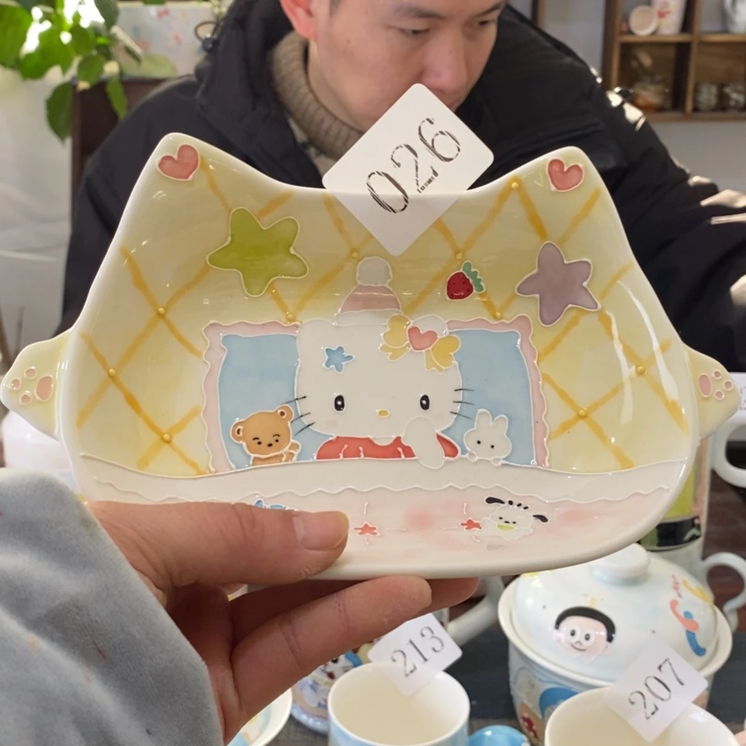 瓷片景德镇釉下彩手绘