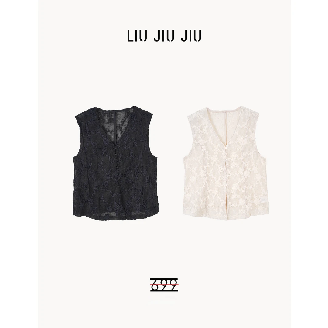 LIUJIUJIU 纯欲蕾丝花朵内搭背心早春外穿显瘦无袖上衣BX3321L