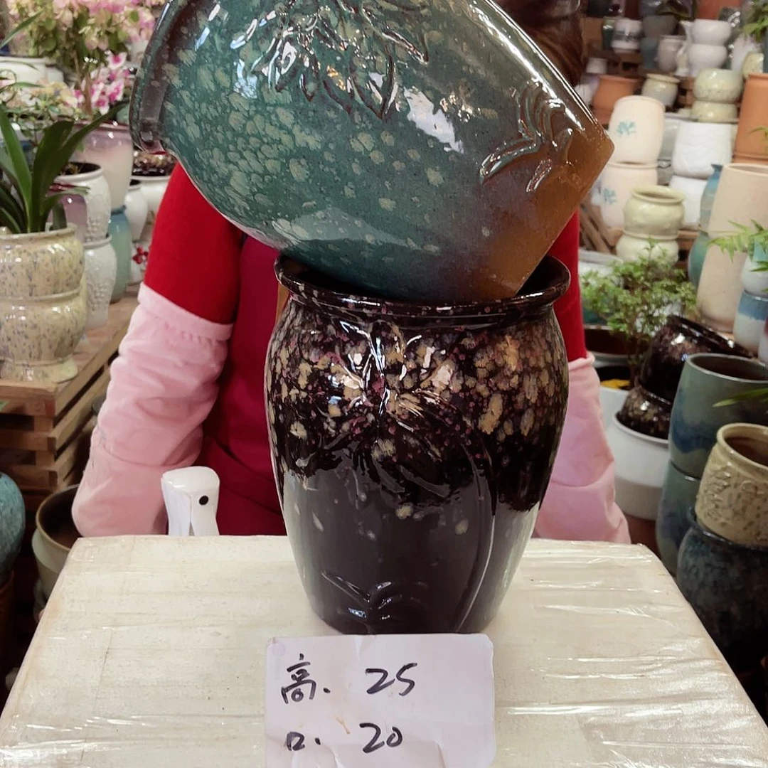 紫砂花盆高度25口径20