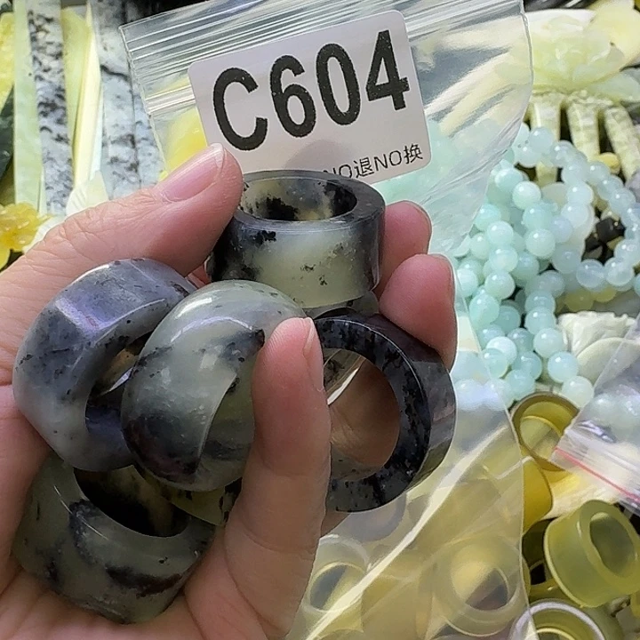 益***禄蛇纹石玉合金发饰