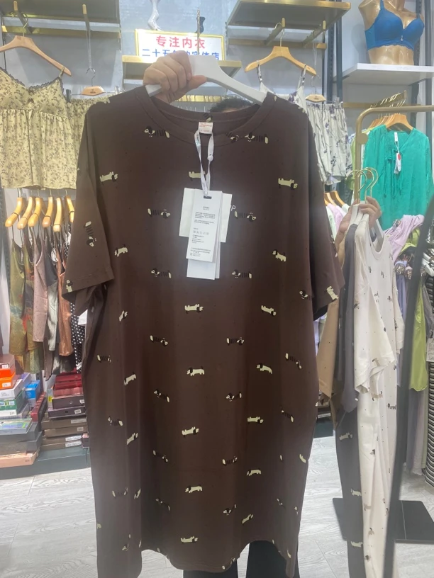 春夏短袖家居睡衣腊肠狗长裙