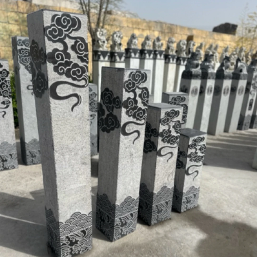 青石复古效果精雕祥云柱高1.2米高1.5高1米高80厘米一套