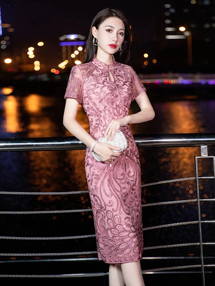 深圳品牌喜婆婆大码连衣裙短袖妈妈装结婚礼服丈母娘婚宴裙子