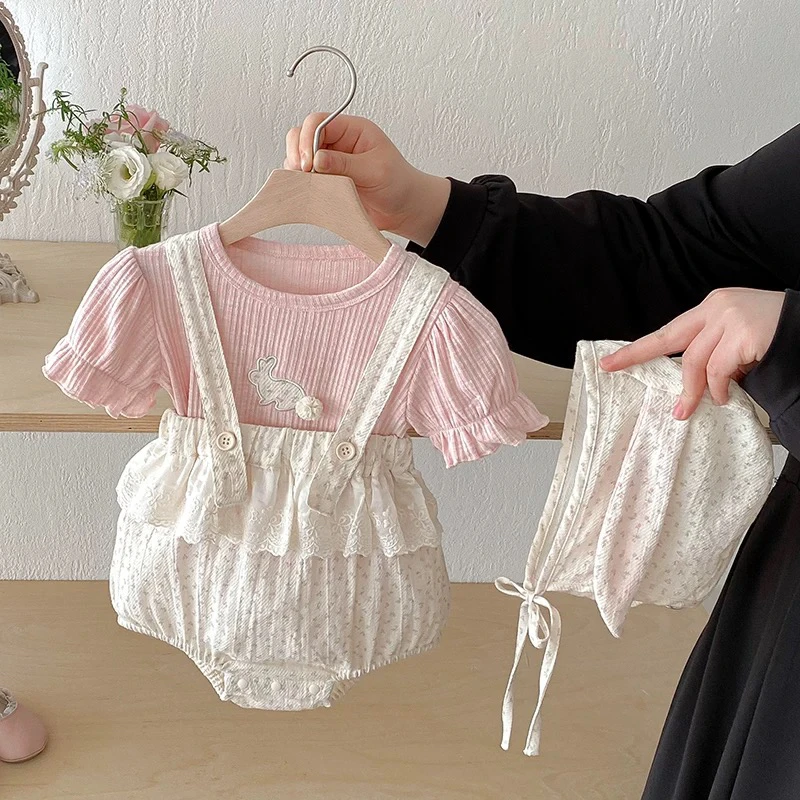 【四】婴儿衣服夏季新款女宝宝连夏装洋气女婴包屁满月夏天兔子爬服