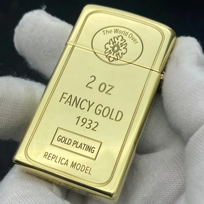 【CC】zippo打火机正品黄铜纤巧1932小金砖窄机DY9920DK之宝防风打