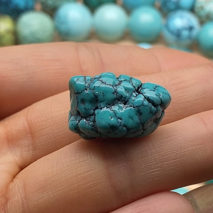 绿松石未镶嵌湖北原矿高瓷无优化绿松石