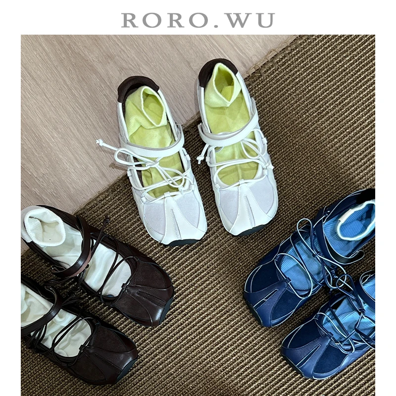 娆娆吴·牛皮夏季休闲细带魔术贴百搭通勤暴走简约时尚单鞋D744