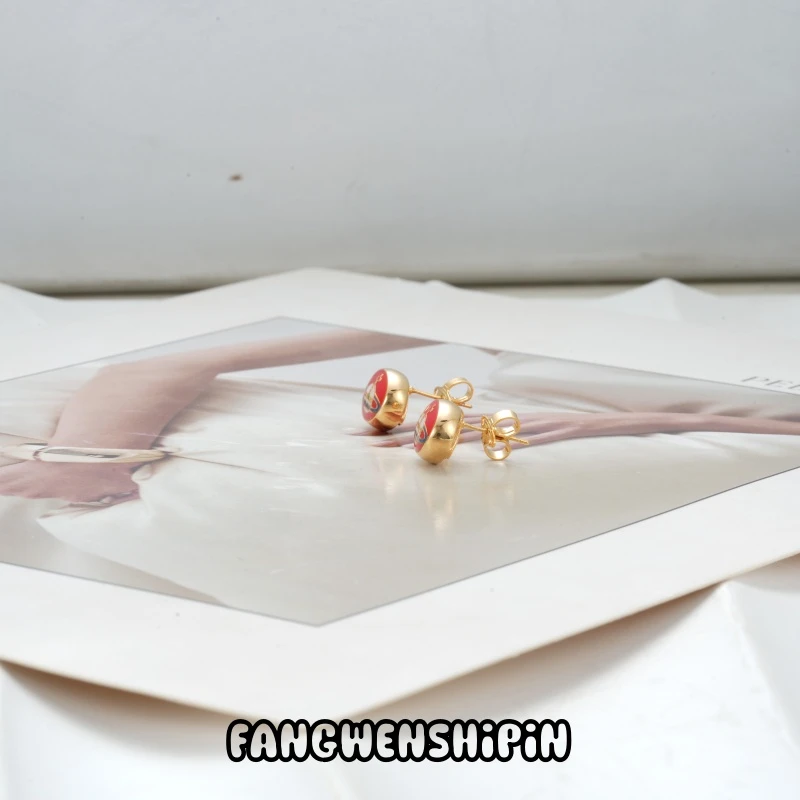铜合金珐琅耳饰 【镀K金】【925银针】耳环3684