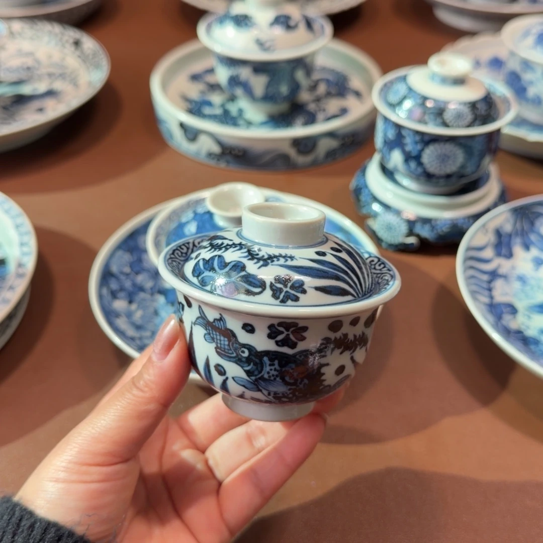 手工手绘茶具盖碗福利