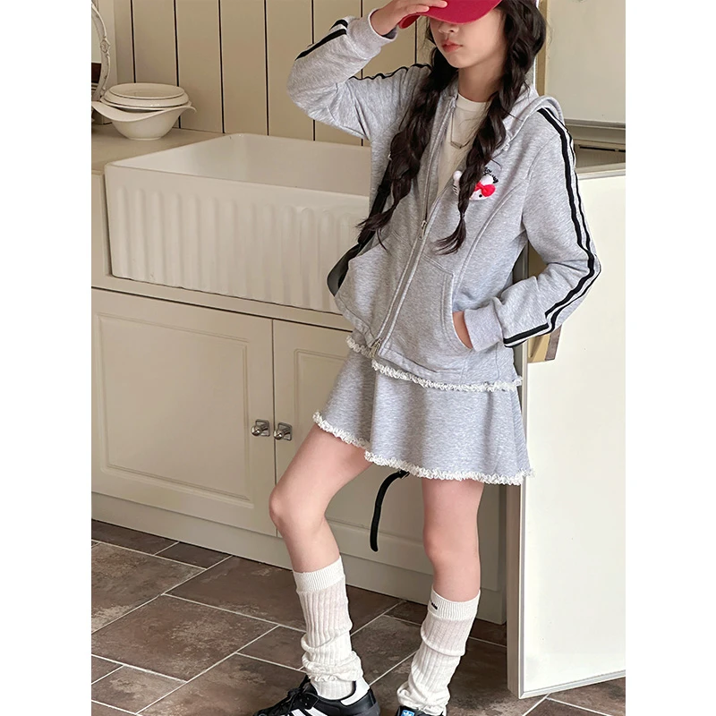 K28019孙小美女童套装2025春装新款儿童两件套春夏外套半身裙