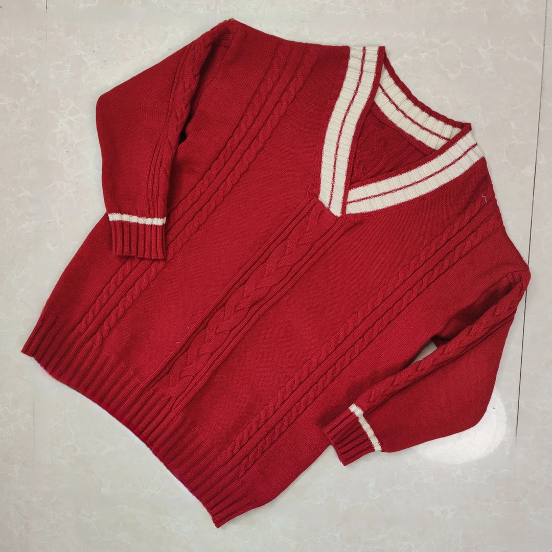 通勤风常规圆领V领大码连衣裙长袖斜肩背心-木每1412