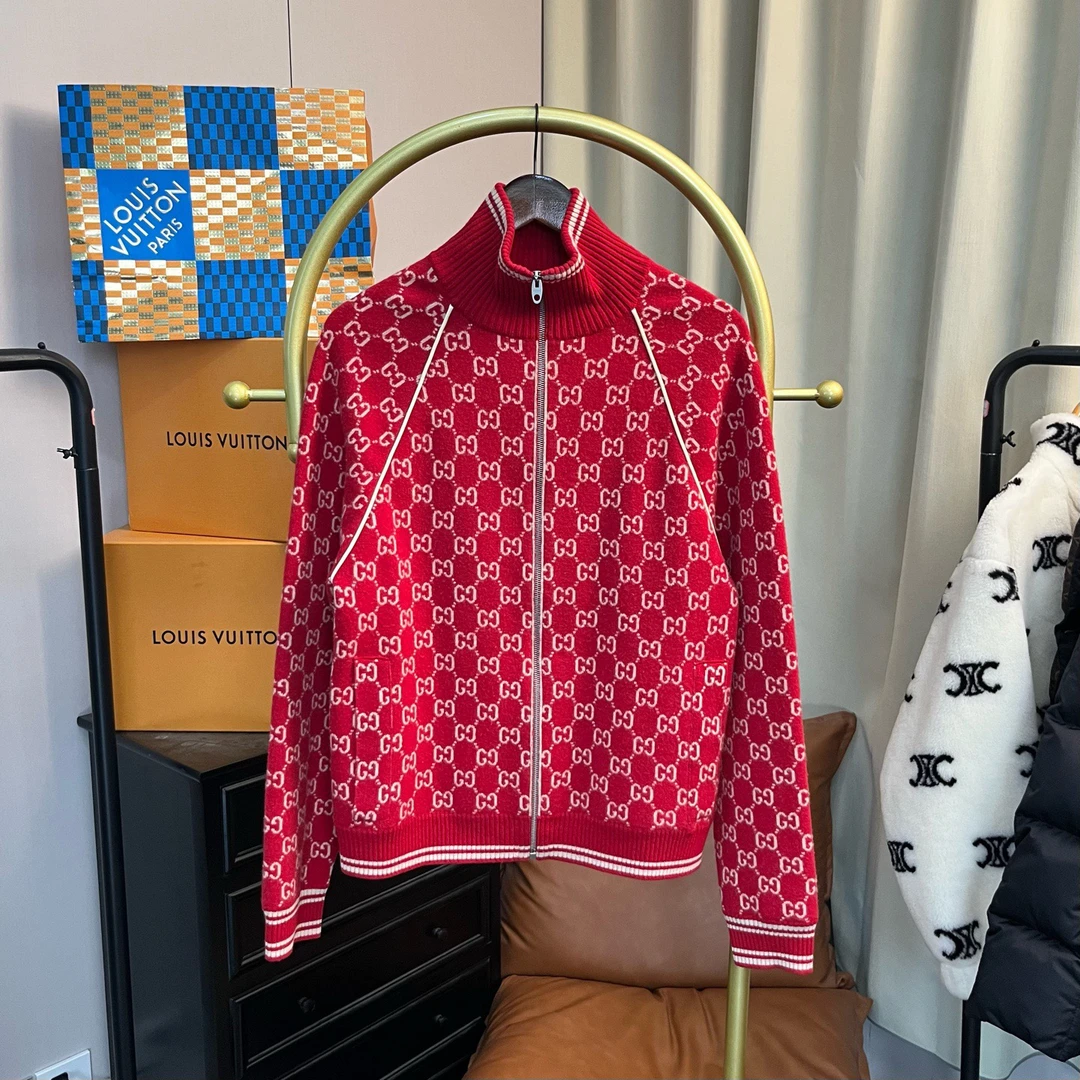 99新 GUCCI/古驰 红色老花满印夹克xs码