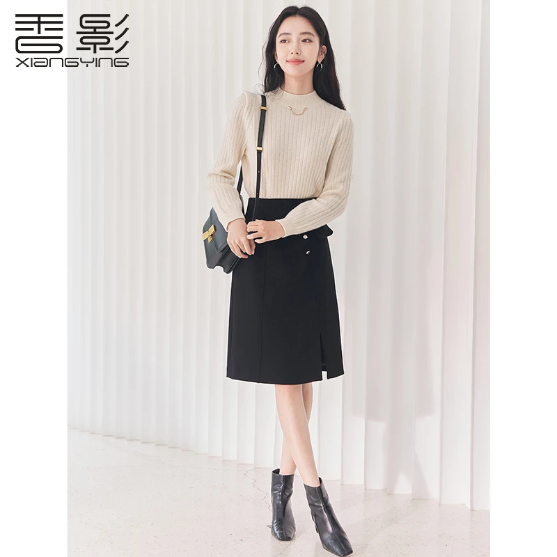 【直播专享】A3101810半身裙 香影半身裙女高腰2024秋冬新款正装职