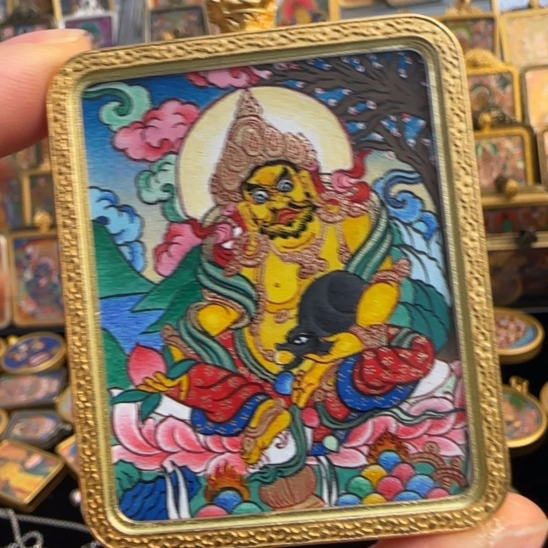 吊坠黄财神热贡唐卡