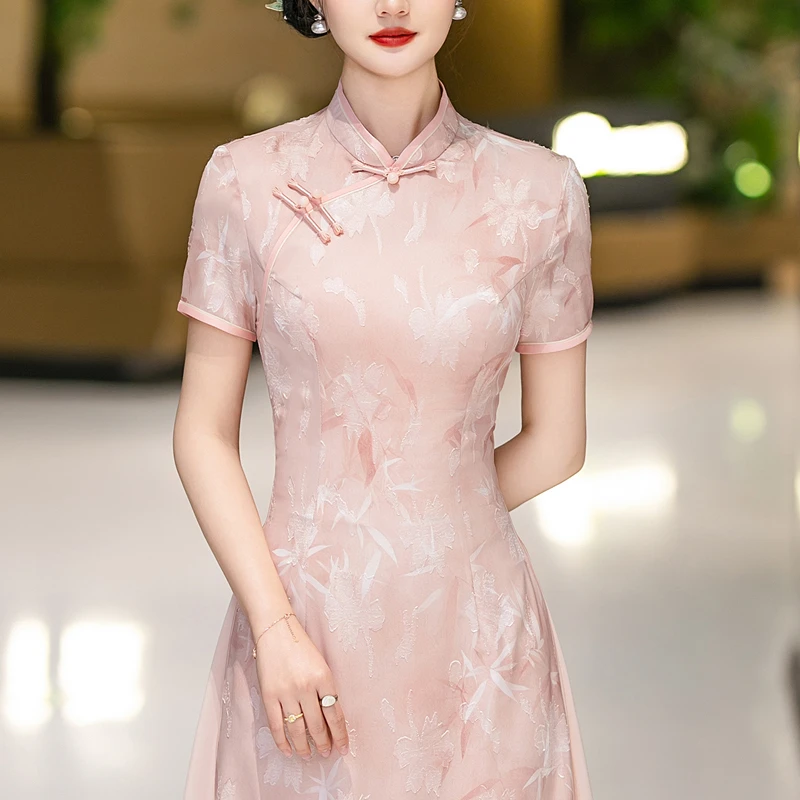 高端绝美新中式旗袍民国风2025新款夏日常可穿晚礼服老上海连衣裙