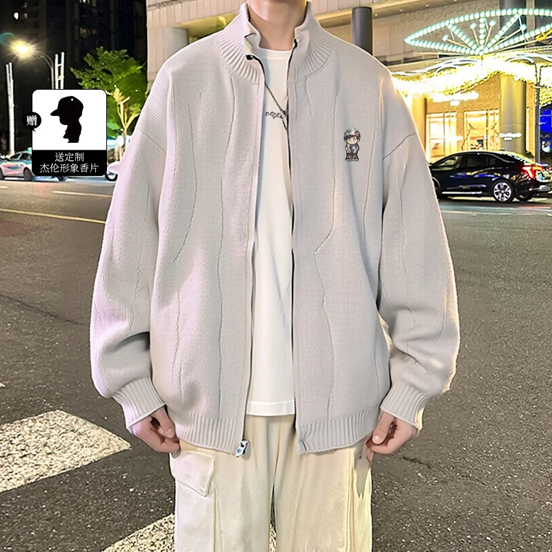 周杰伦周同学【爱的飞行日记 】春秋ins针织韩系拉链开衫情侣针织衫