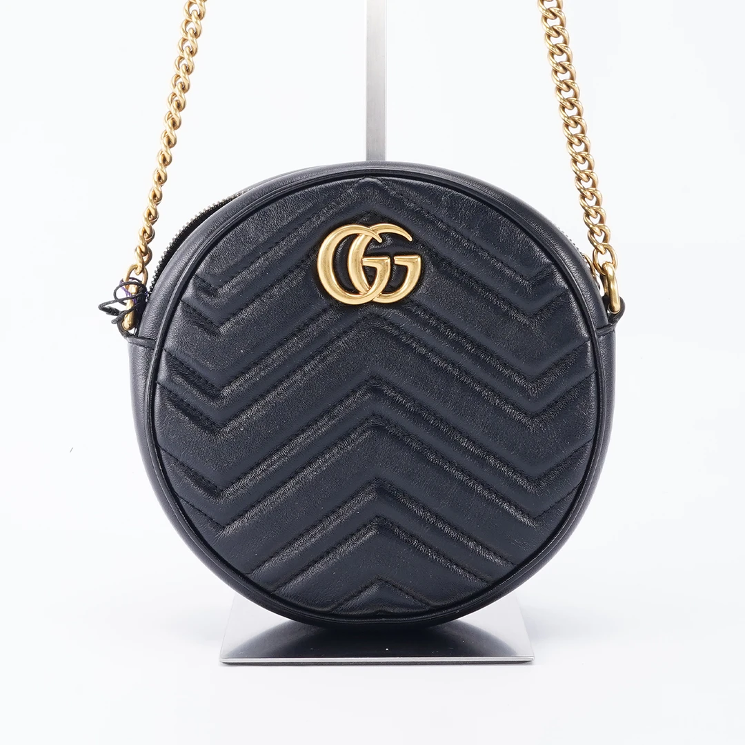 95新 GUCCI/古驰 马蒙圆饼小号包黑色【静文】BG22001838