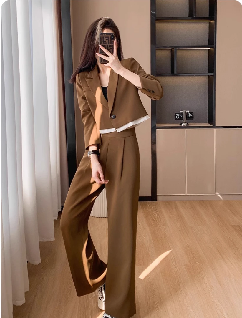 阔腿裤西装套装女2025新款秋季减龄穿搭一整套炸街时尚气质高级感