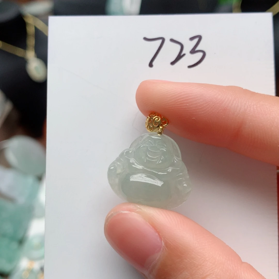 翡翠颈饰银S925镀金镶嵌吊坠