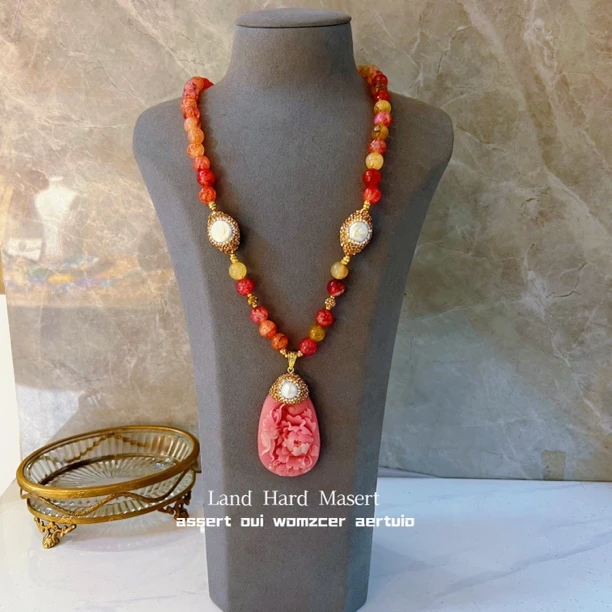 铜合金项链 粉曼迷洛系列满镶颗粒2212手工时尚小众百搭复古古法