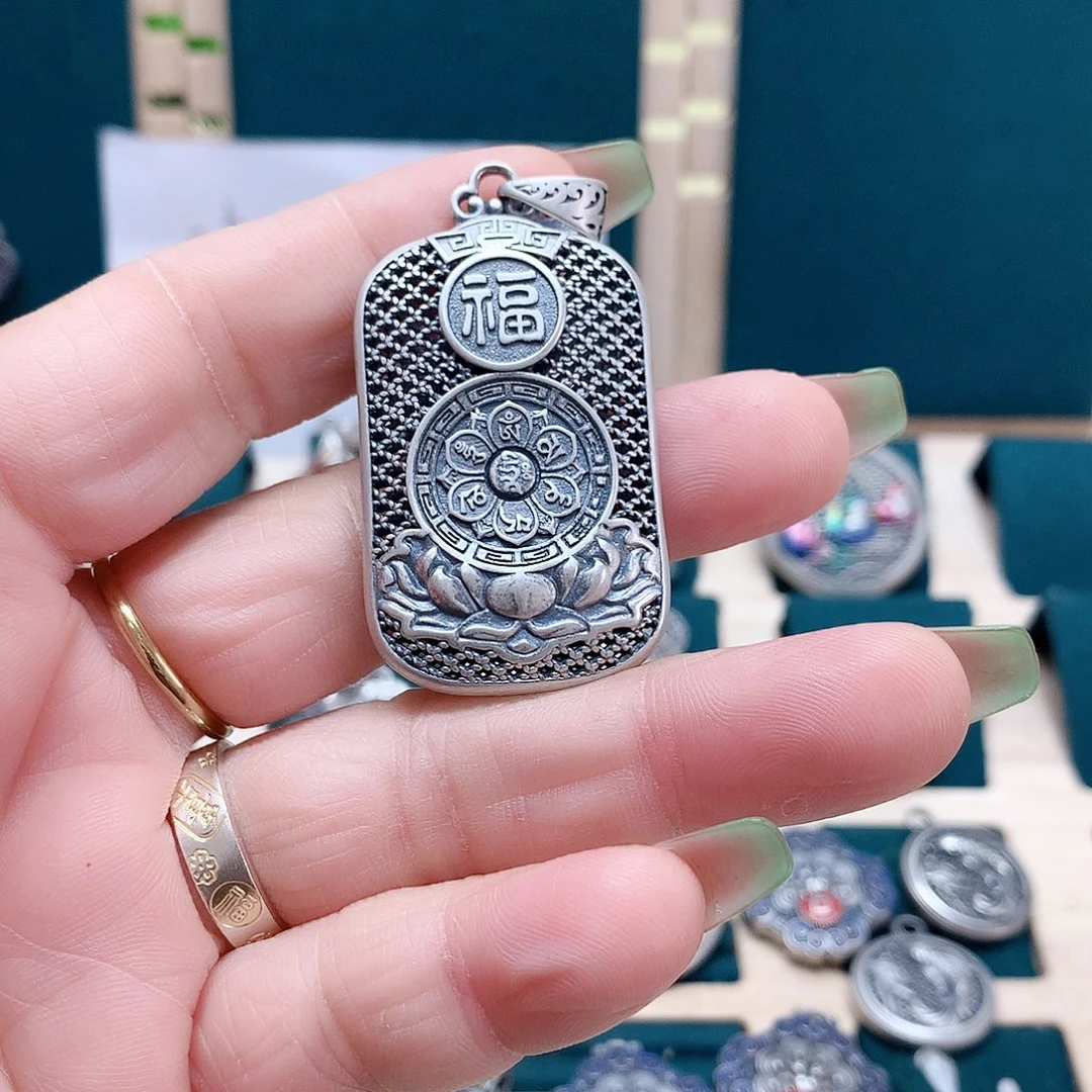 足银玻璃足银吊坠