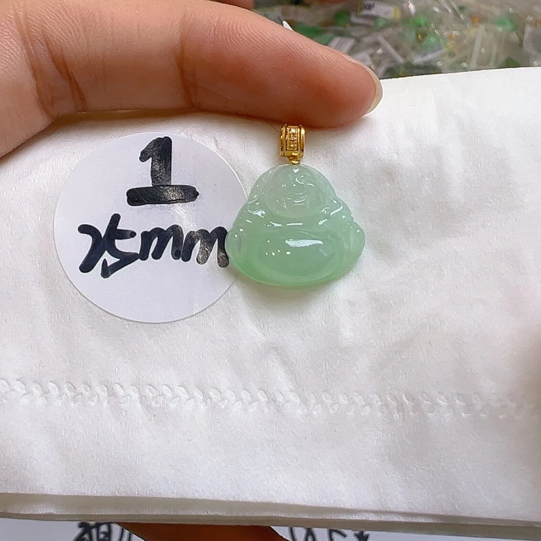 翡翠18K金镶嵌吊坠(不含链)翡翠