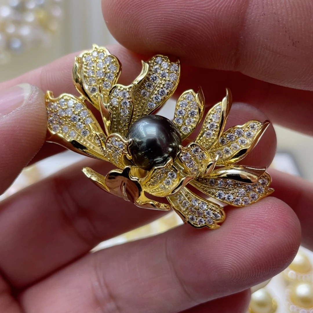 海水珍珠胸针合金