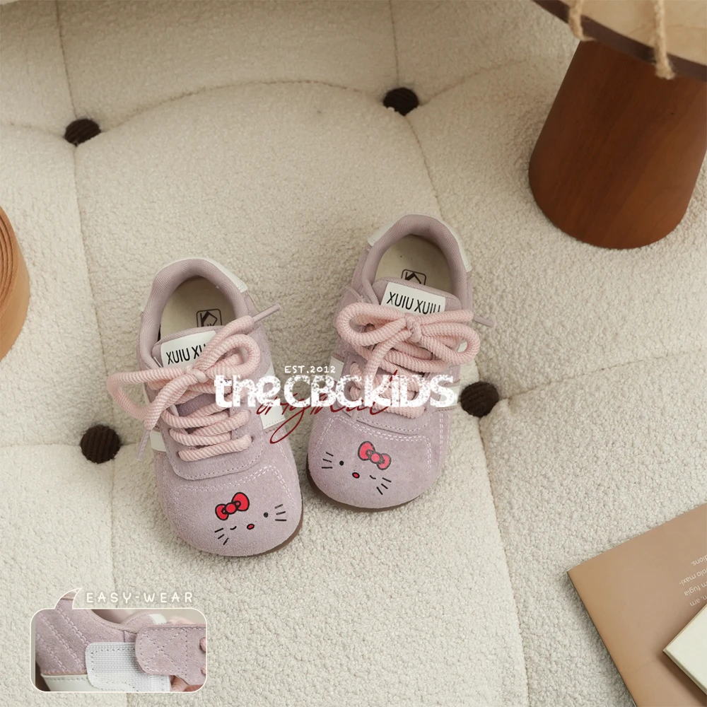 『猫咪德训』公主风儿童皮面稳步鞋春女童魔术贴 250093