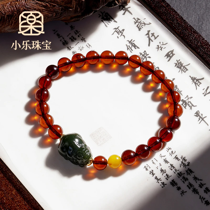 轻奢贵气血珀招财貔貅女式手链多样性发一-10403