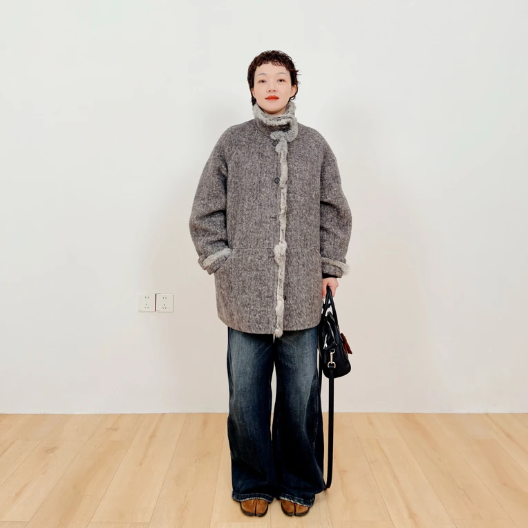 高订款 - 拼毛边“苏丽绒”大衣