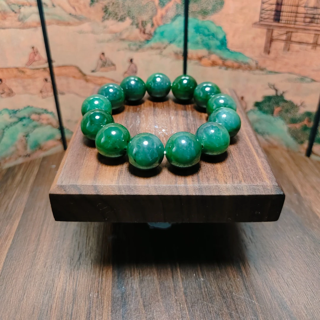N和田玉碧玉圆珠手串（卡16）2052