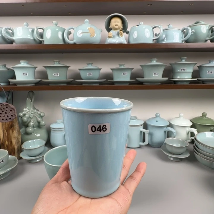 摆件汝瓷可乐杯支钉烧天青釉046