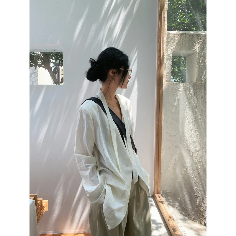 左边女装莱赛尔天丝棉上衣2025夏季新款飘带轻薄西服外套