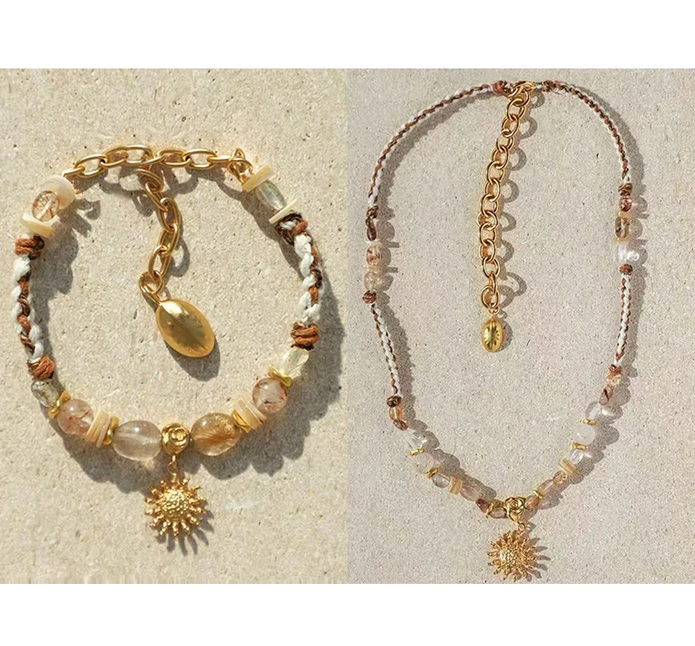 铜合金项链 波西米亚不规则石头饰品(纯手工每串石头会有点不同)