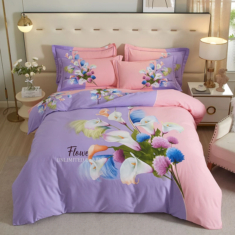 冬季全棉大版磨毛生态活性印花磨毛四件套冬用加厚斜纹棉被套